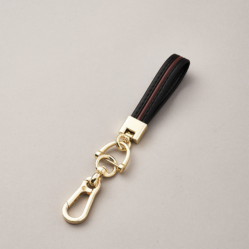 Men Women Key Chain 360 Degree Rotating Horseshoe Buckle Hand Woven Leather Car Key Rings Holder Bag Pendant-71