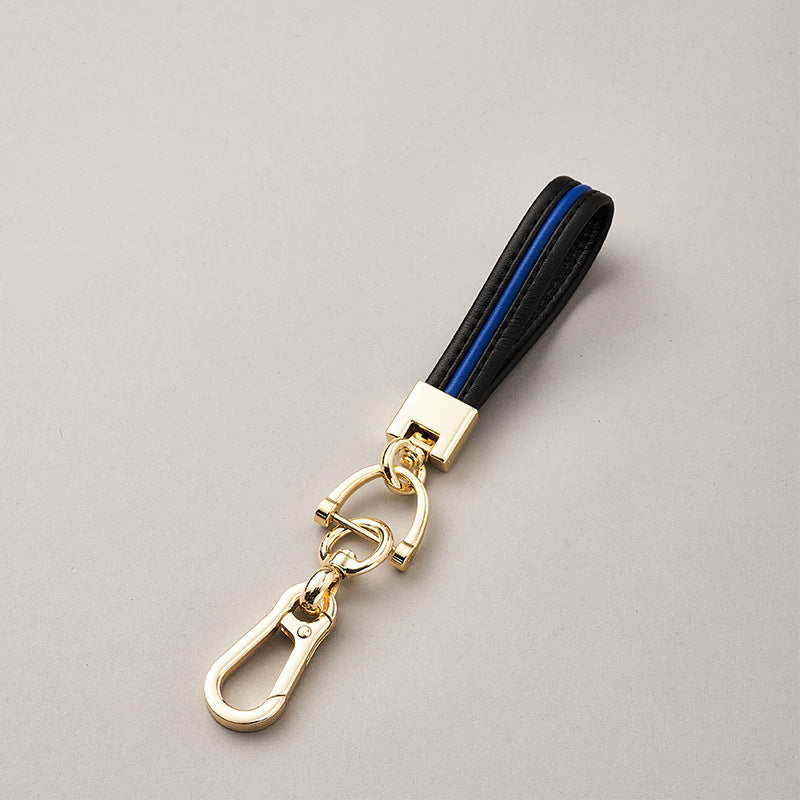 Men Women Key Chain 360 Degree Rotating Horseshoe Buckle Hand Woven Leather Car Key Rings Holder Bag Pendant-71