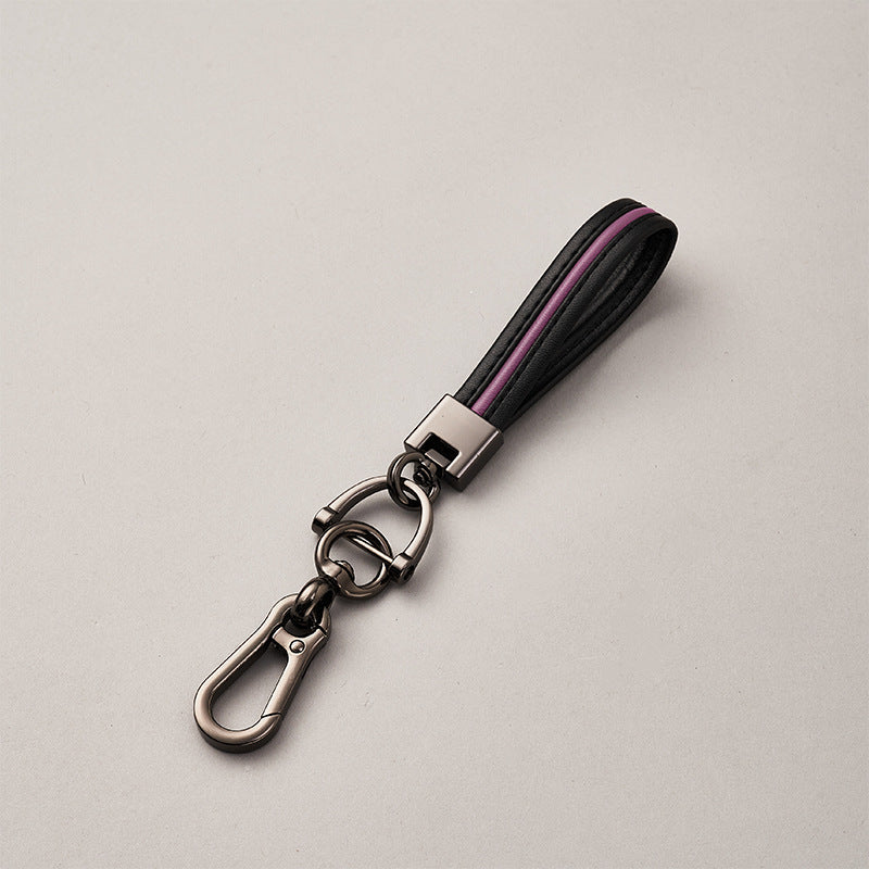 Men Women Key Chain 360 Degree Rotating Horseshoe Buckle Hand Woven Leather Car Key Rings Holder Bag Pendant-71