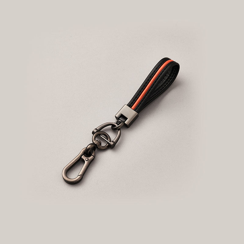 Men Women Key Chain 360 Degree Rotating Horseshoe Buckle Hand Woven Leather Car Key Rings Holder Bag Pendant-71