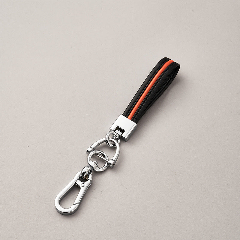 Men Women Key Chain 360 Degree Rotating Horseshoe Buckle Hand Woven Leather Car Key Rings Holder Bag Pendant-71
