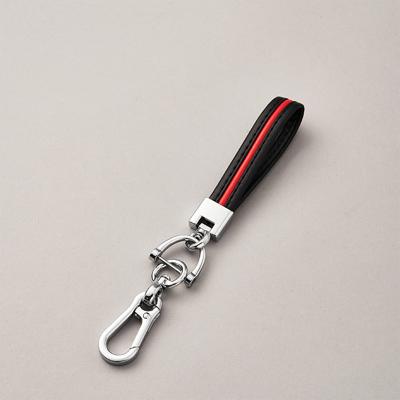 Men Women Key Chain 360 Degree Rotating Horseshoe Buckle Hand Woven Leather Car Key Rings Holder Bag Pendant-71