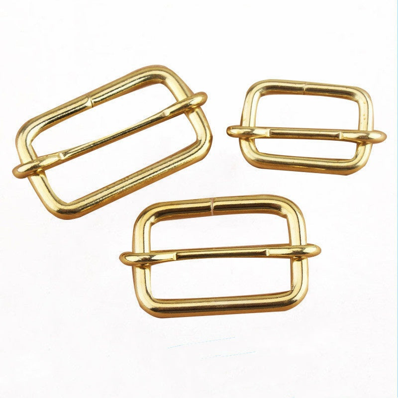 China solid brass tri glide buckle with adjustable pin square tri slider buckle for backpacks straps-73