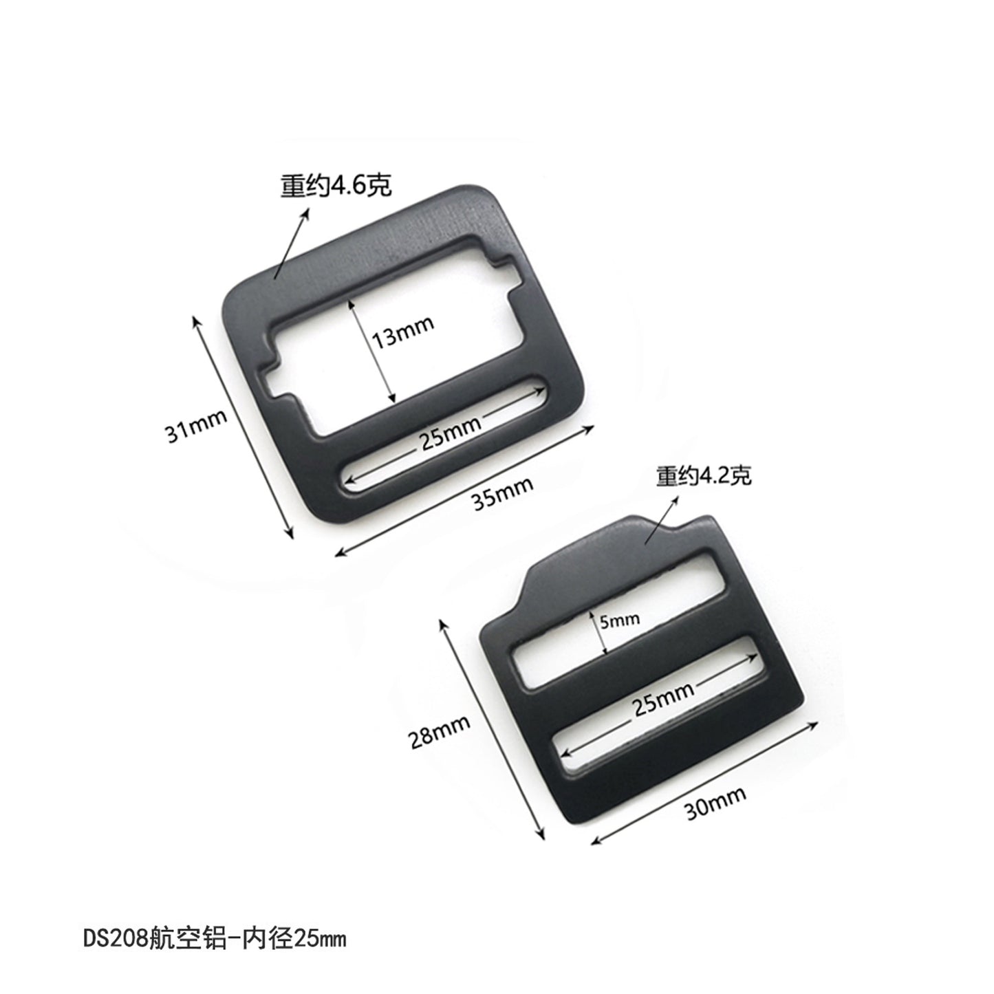 black aluminum 40mm metal buckles for straps ladder lock buckle strap-74