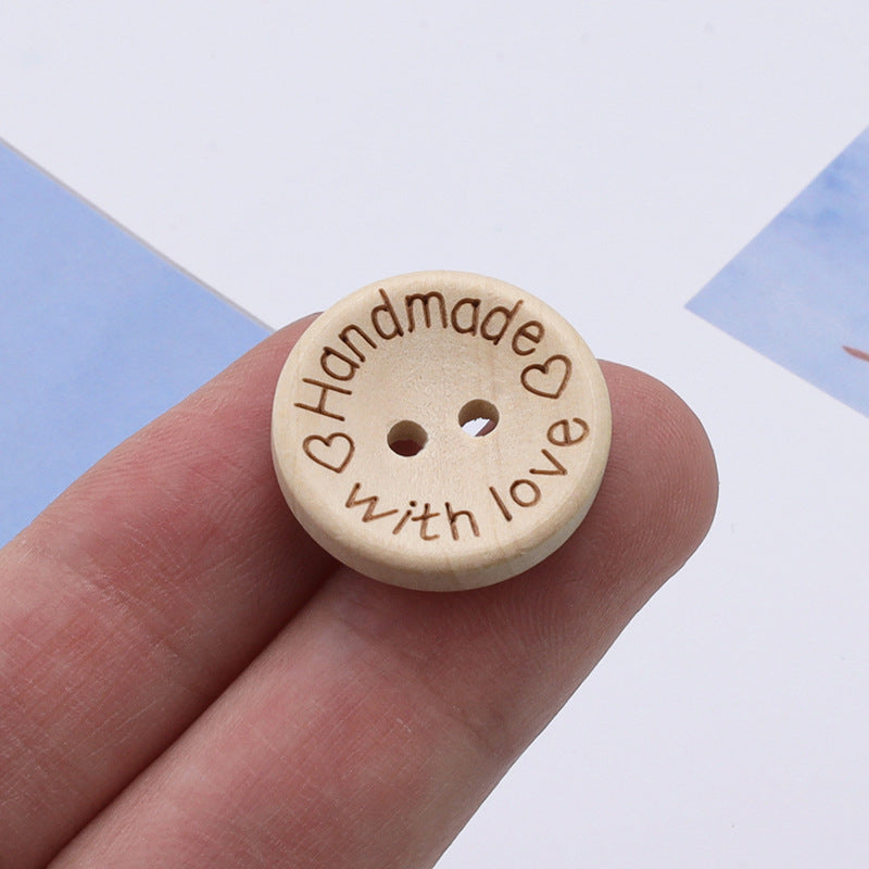 15/20/25mm Round Laser Engraved love Heart With love Wood 4 Holes Buttons Wholesale-75
