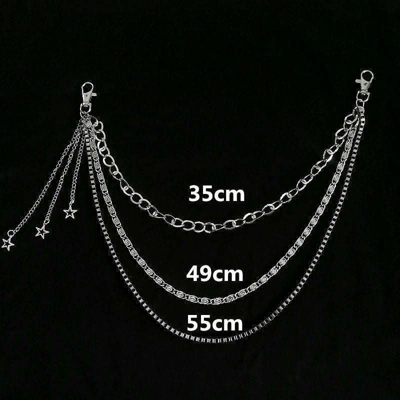 Hot Sale 3 Layers Waist Pants Belt Chain Punk Hip Hop Multilayer Chain Ring Heart Metal Star Student Youth Trousers Chain-76