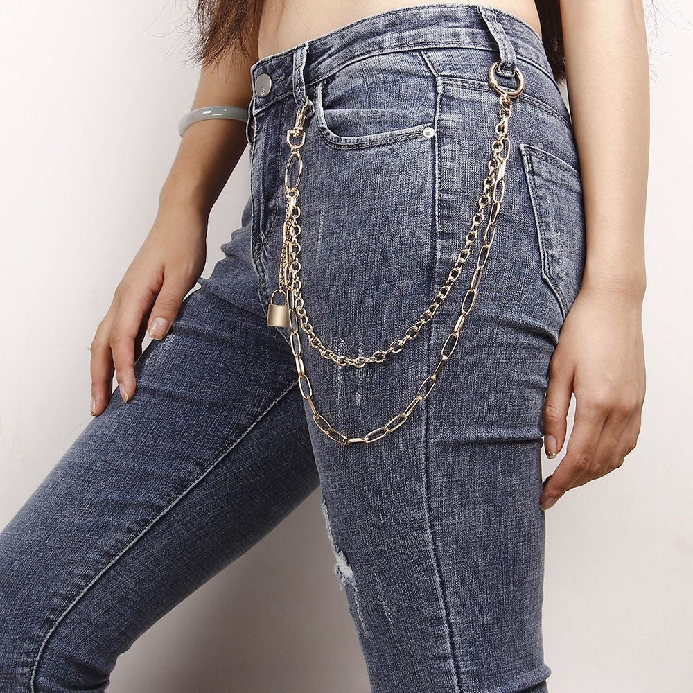 Hot Sale 3 Layers Waist Pants Belt Chain Punk Hip Hop Multilayer Chain Ring Heart Metal Star Student Youth Trousers Chain-76
