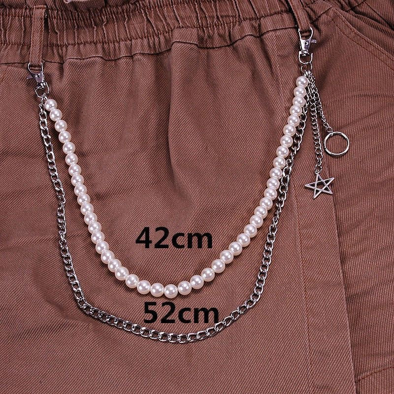 Craft Wolf Daily Wear Jewelry Double Chain Pearl Chain Spliced Cuban Chain necklace for men women-78