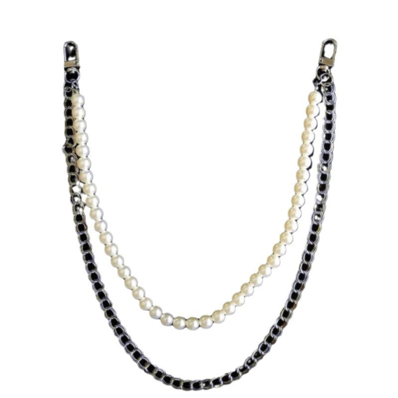 Craft Wolf Daily Wear Jewelry Double Chain Pearl Chain Spliced Cuban Chain necklace for men women-78