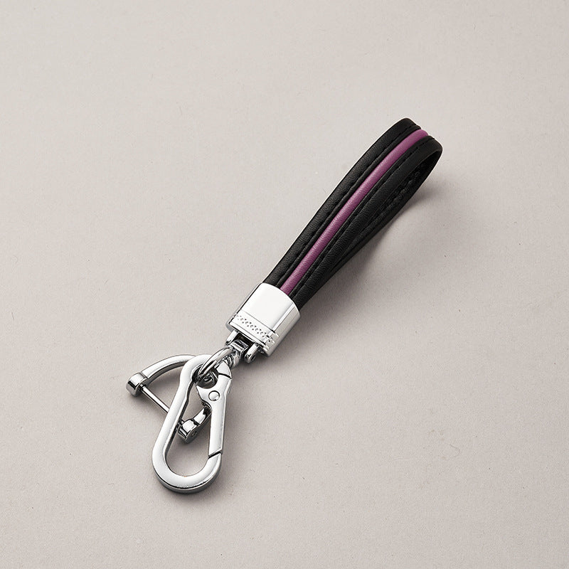 Creative Custom Key Ring D Rings Screw In Shackle Horseshoe Buckle Set Cowhide Car Key Pendant For Men Women Leather Keychain-79