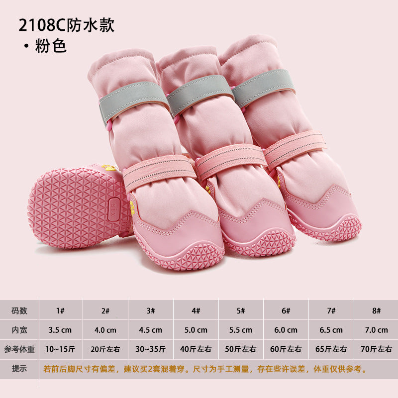 Wholesale New Winter Modern Style Rubber Pet Dog Shoes Waterproof Wear-Resistant Reflective Medium Large Golden Retrievers Print-4