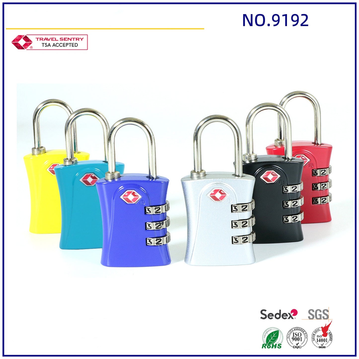 Economical Custom Durable Using 3 Digit Combination Lock Various Color Zinc Alloy TSA Lock-8