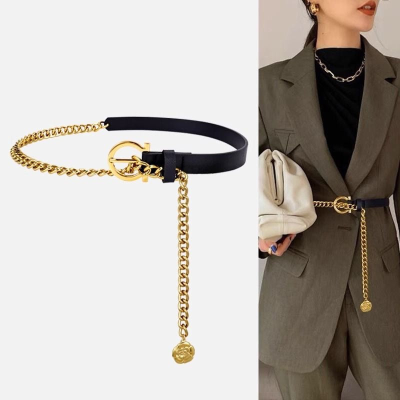 Popular Cowhide Ladies Waist Chain Belt Belts For Women Lady Fashion Leather Belt-8