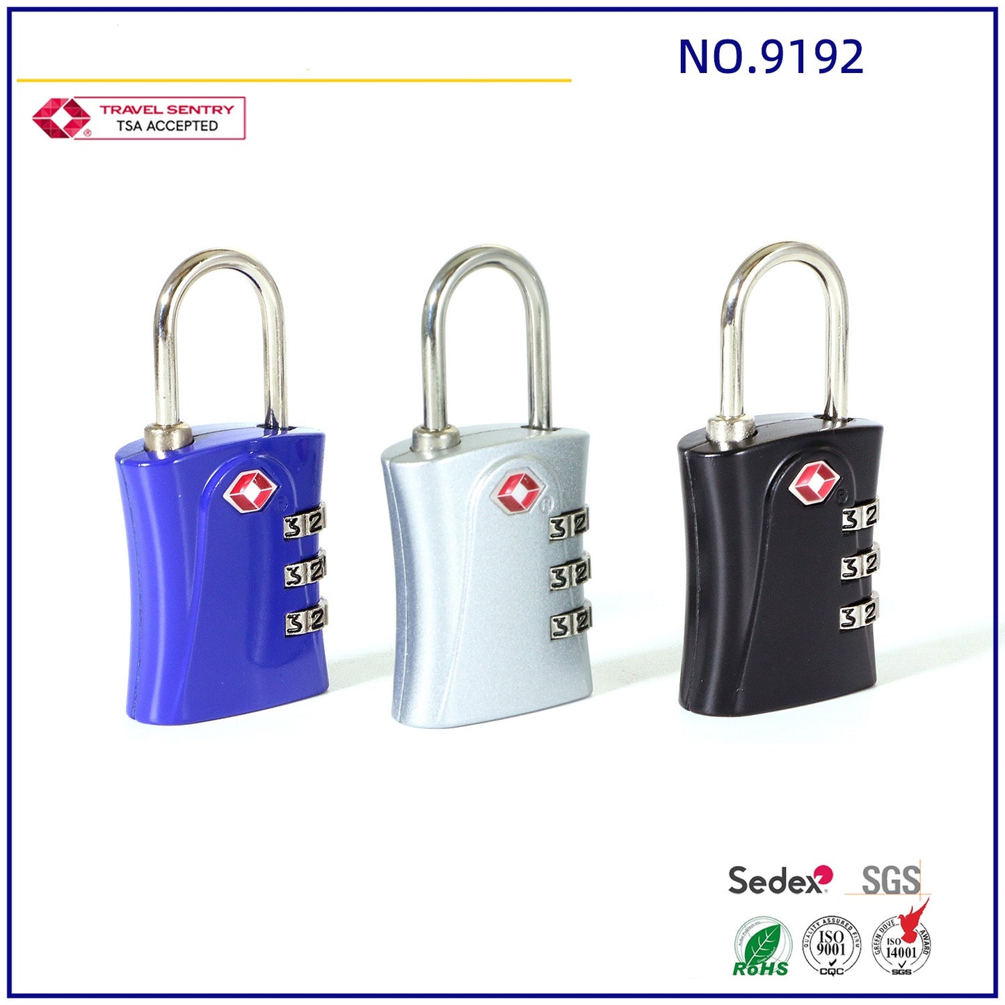 Economical Custom Durable Using 3 Digit Combination Lock Various Color Zinc Alloy TSA Lock-8