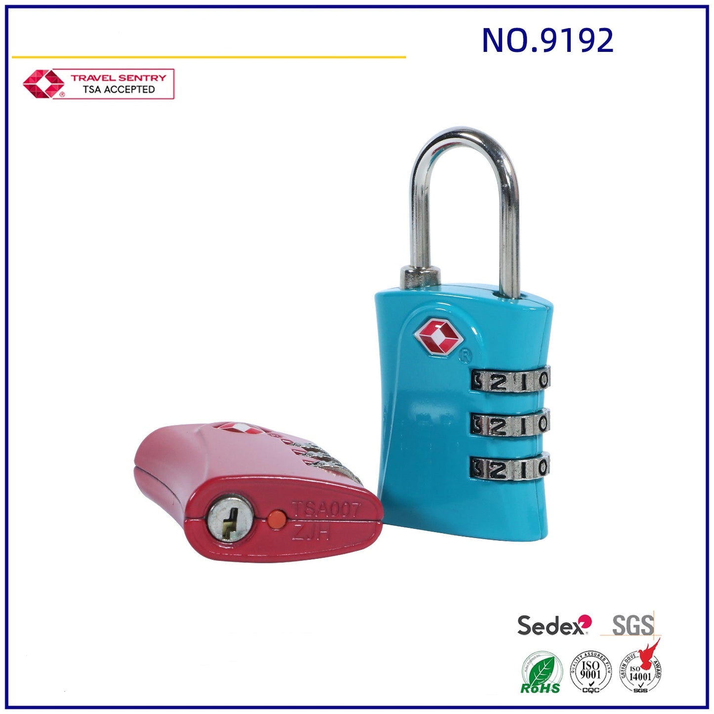 Economical Custom Durable Using 3 Digit Combination Lock Various Color Zinc Alloy TSA Lock-8