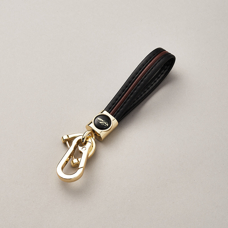 Luxury Genuine Leather Lanyard car keychain. Male and female leather Gunmetal Buckle key ring. Motorcycle keychain Gift-80