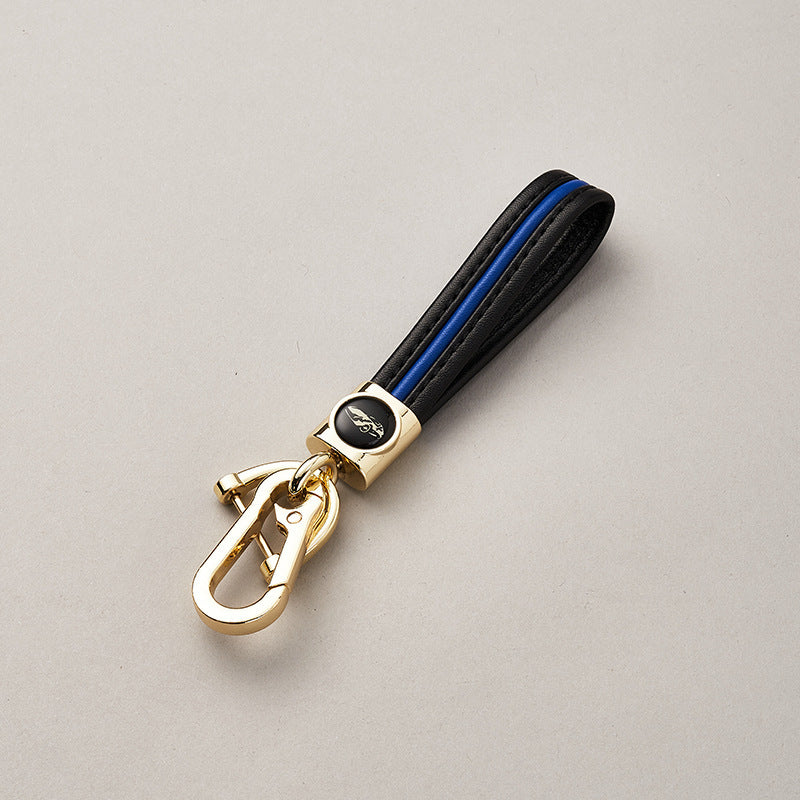Luxury Genuine Leather Lanyard car keychain. Male and female leather Gunmetal Buckle key ring. Motorcycle keychain Gift-80