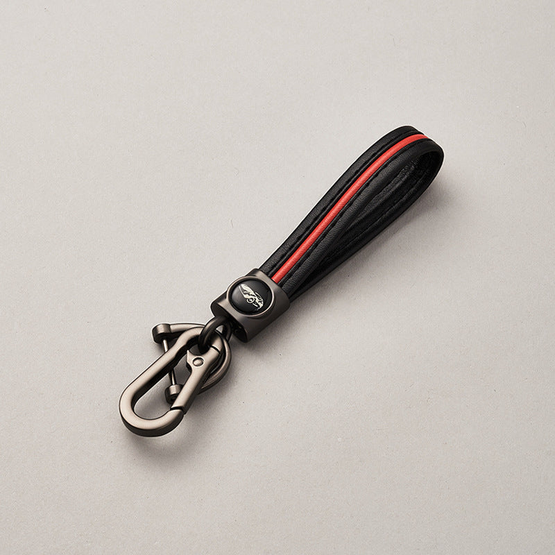 Luxury Genuine Leather Lanyard car keychain. Male and female leather Gunmetal Buckle key ring. Motorcycle keychain Gift-80