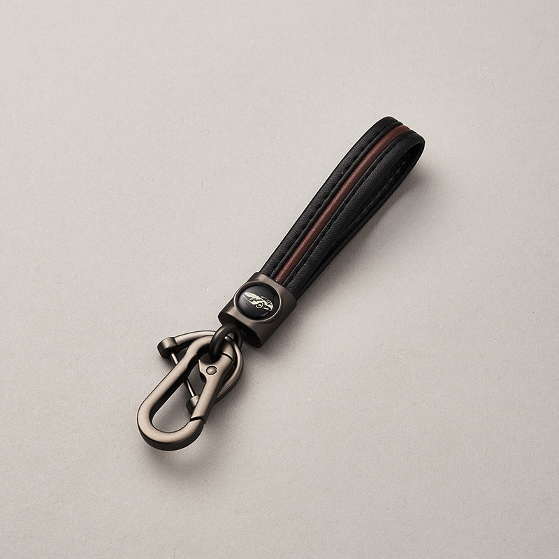 Luxury Genuine Leather Lanyard car keychain. Male and female leather Gunmetal Buckle key ring. Motorcycle keychain Gift-80