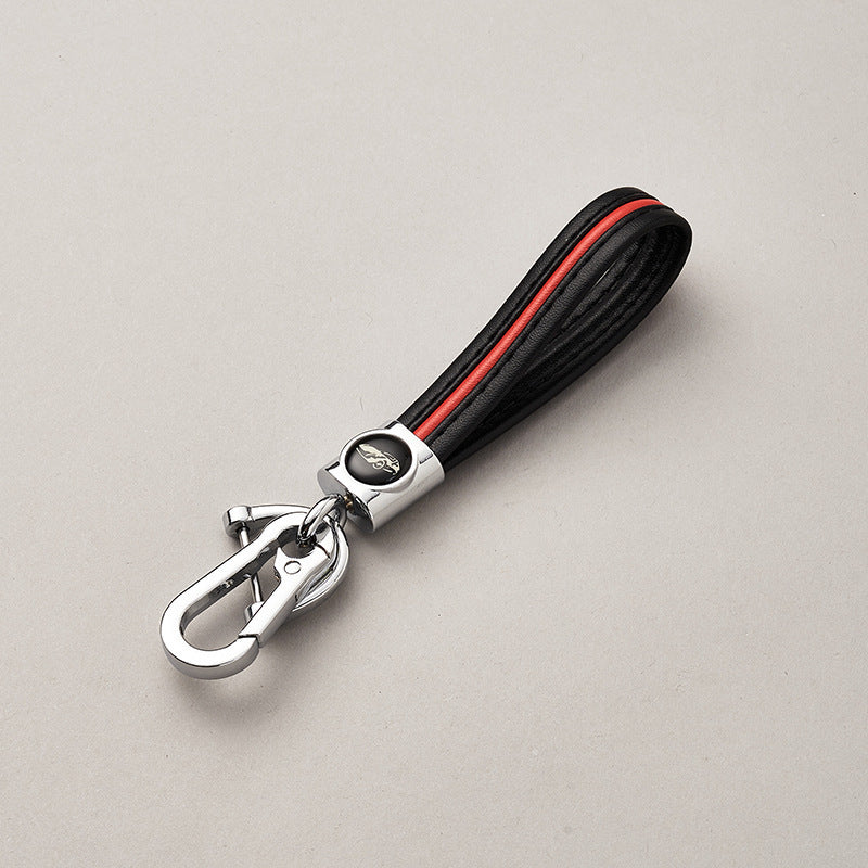 Luxury Genuine Leather Lanyard car keychain. Male and female leather Gunmetal Buckle key ring. Motorcycle keychain Gift-80