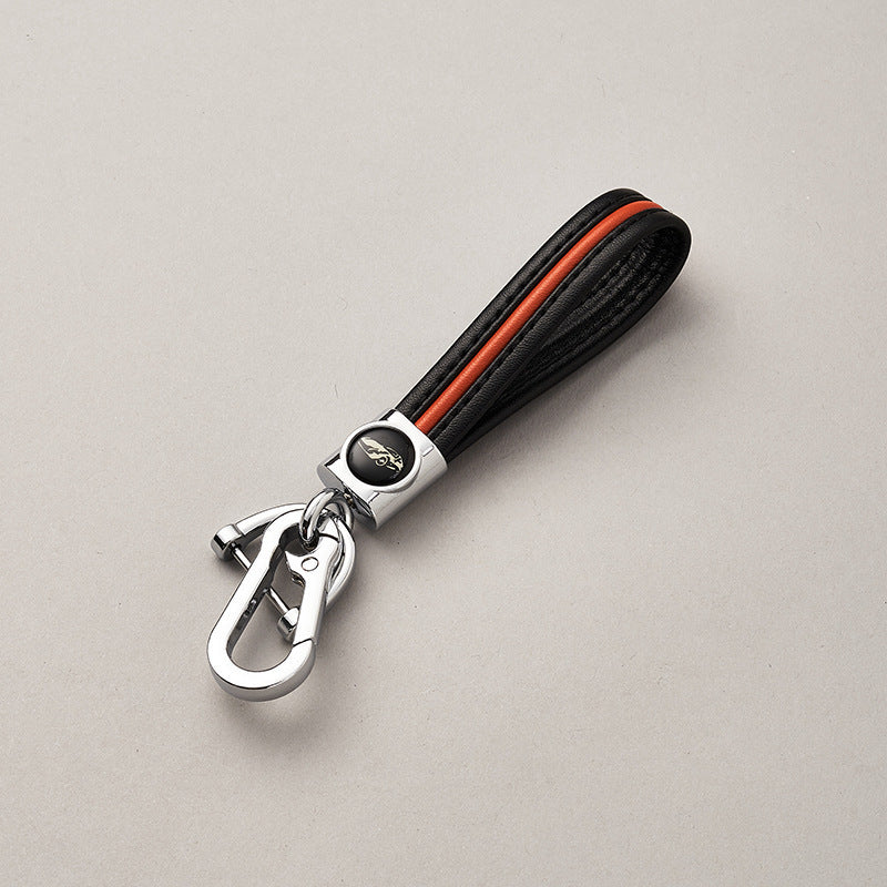 Luxury Genuine Leather Lanyard car keychain. Male and female leather Gunmetal Buckle key ring. Motorcycle keychain Gift-80