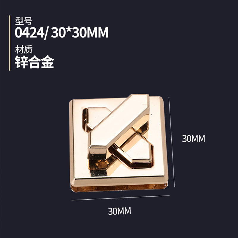 Handbag Swivel Turn Lock Metal Accessories 31mm Square Gold Purse Lock-87
