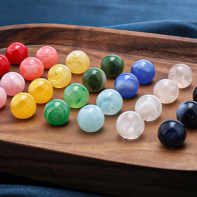 Cheongsam plate Chinese pearl offset hole jade round beads Tang costume Hanfu decorative button-88