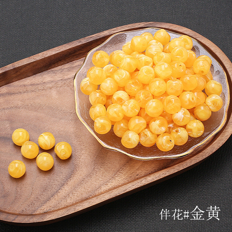 Cheongsam plate Chinese pearl offset hole jade round beads Tang costume Hanfu decorative button-88