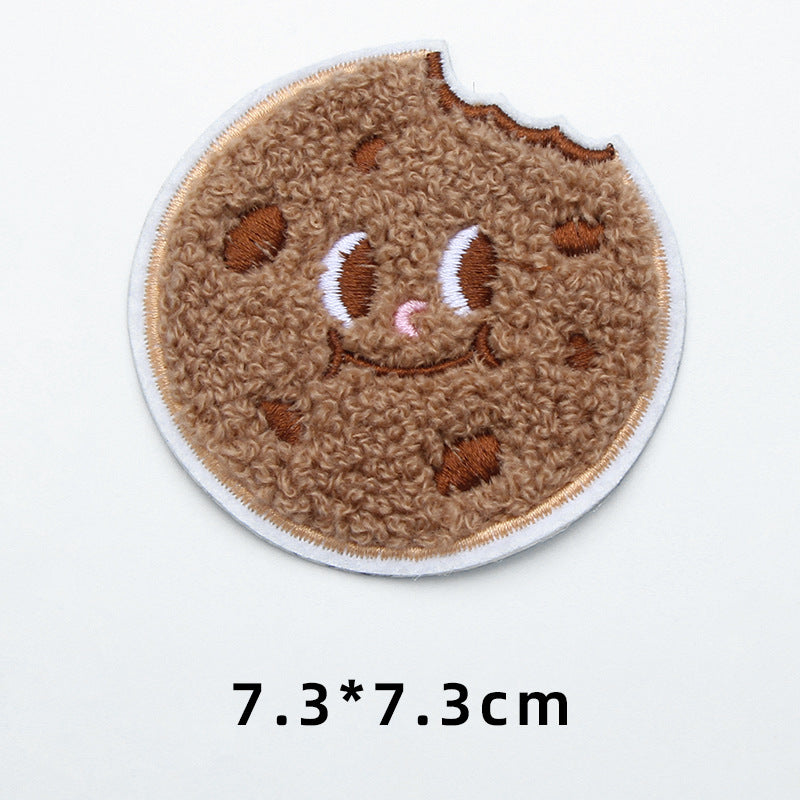 High quality food fries pizza self-adhesive cloth embroidery trimmings towel embroidery patch-89