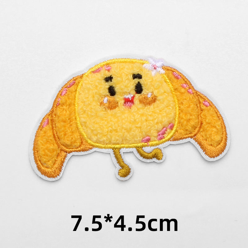 High quality food fries pizza self-adhesive cloth embroidery trimmings towel embroidery patch-89