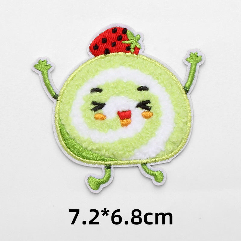 High quality food fries pizza self-adhesive cloth embroidery trimmings towel embroidery patch-89