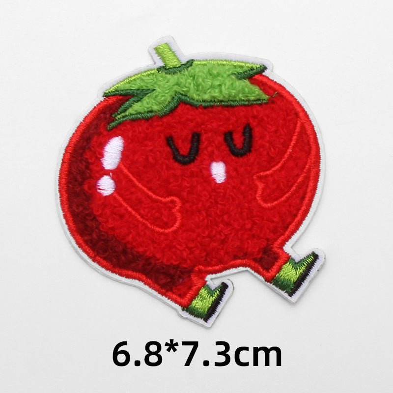High quality food fries pizza self-adhesive cloth embroidery trimmings towel embroidery patch-89