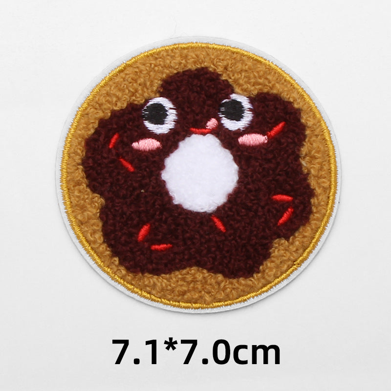 High quality food fries pizza self-adhesive cloth embroidery trimmings towel embroidery patch-89