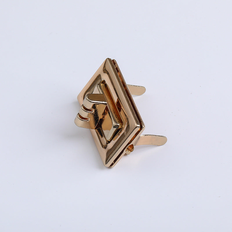 Handbag hardware small light gold metal square turn twist lock for purse-89