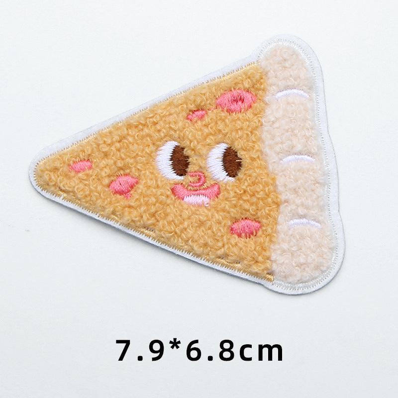 High quality food fries pizza self-adhesive cloth embroidery trimmings towel embroidery patch-89
