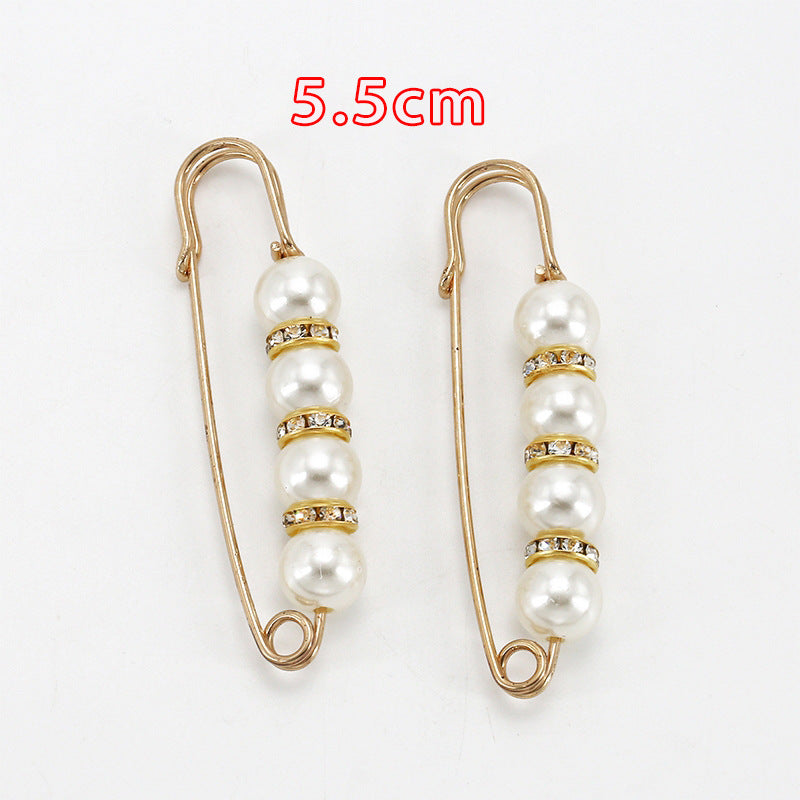 Fashion design luxury women jewelry gift silver Pearls safety brooch pin-90
