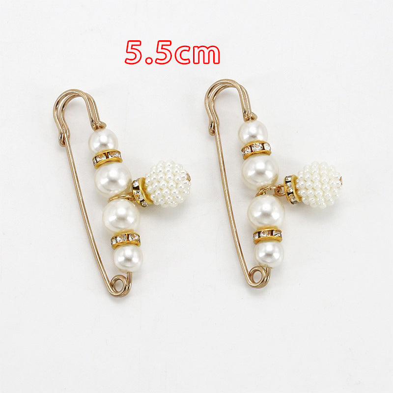 Fashion design luxury women jewelry gift silver Pearls safety brooch pin-90