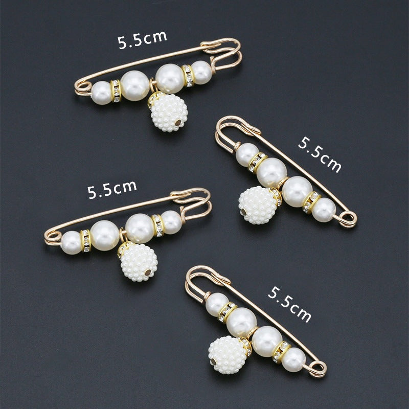 Fashion design luxury women jewelry gift silver Pearls safety brooch pin-90