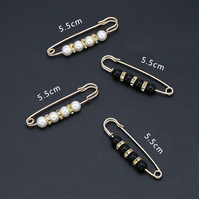 Fashion design luxury women jewelry gift silver Pearls safety brooch pin-90