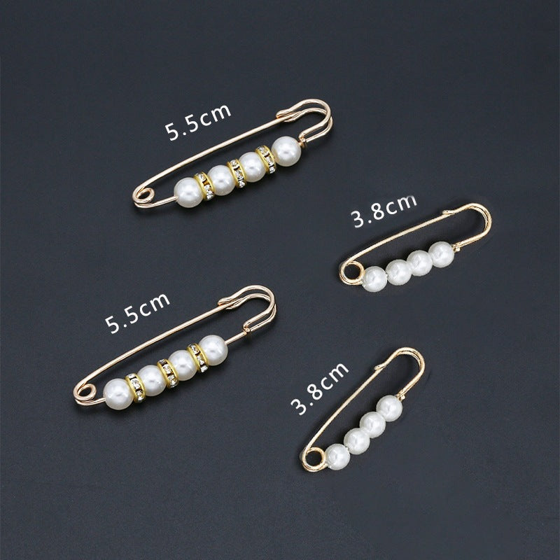 Fashion design luxury women jewelry gift silver Pearls safety brooch pin-90