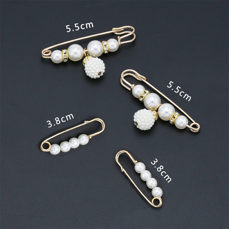Fashion design luxury women jewelry gift silver Pearls safety brooch pin-90