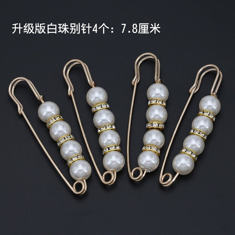 Fashion design luxury women jewelry gift silver Pearls safety brooch pin-90