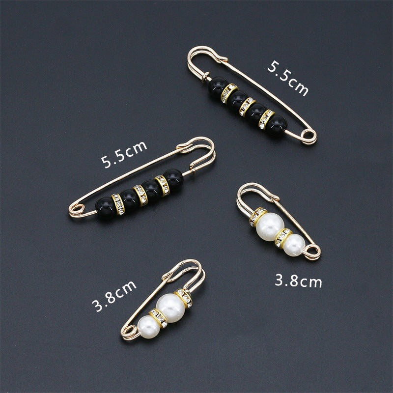 Fashion design luxury women jewelry gift silver Pearls safety brooch pin-90