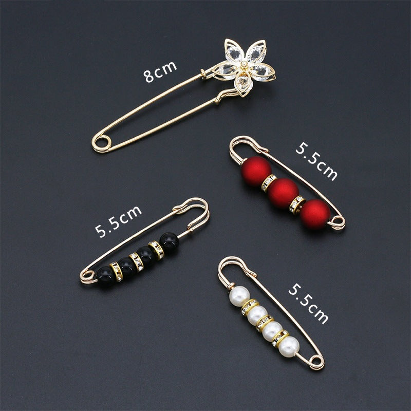 Fashion design luxury women jewelry gift silver Pearls safety brooch pin-90