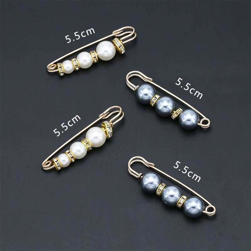 Fashion design luxury women jewelry gift silver Pearls safety brooch pin-90