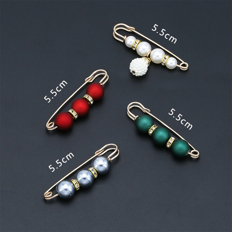 Fashion design luxury women jewelry gift silver Pearls safety brooch pin-90