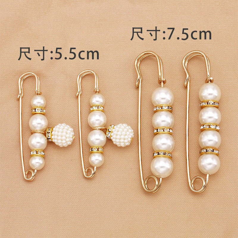 Fashion design luxury women jewelry gift silver Pearls safety brooch pin-90