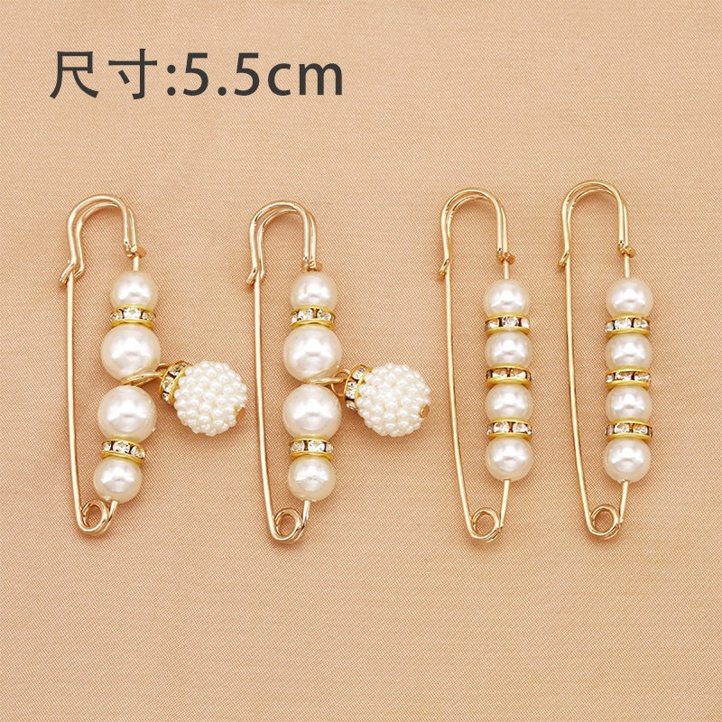 Fashion design luxury women jewelry gift silver Pearls safety brooch pin-90