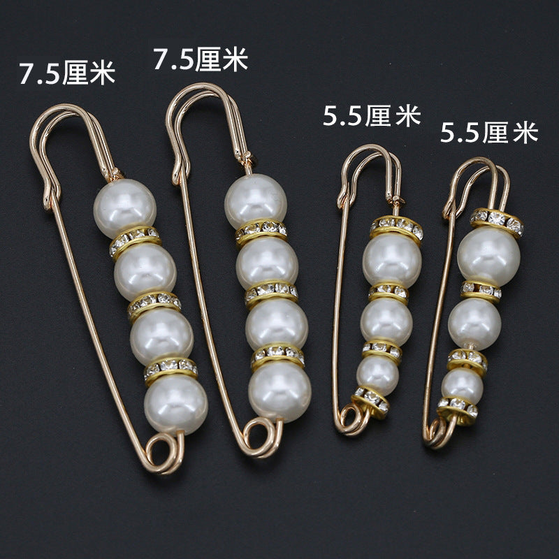 Fashion design luxury women jewelry gift silver Pearls safety brooch pin-90