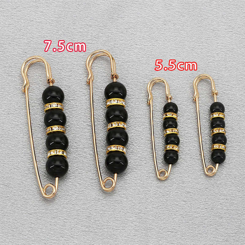 Fashion design luxury women jewelry gift silver Pearls safety brooch pin-90